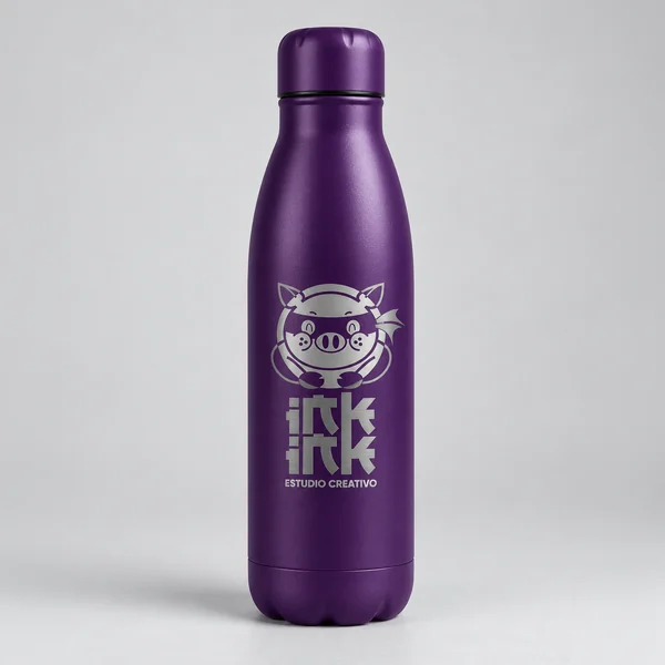 Termo morado con el logotipo Inkink grabado
