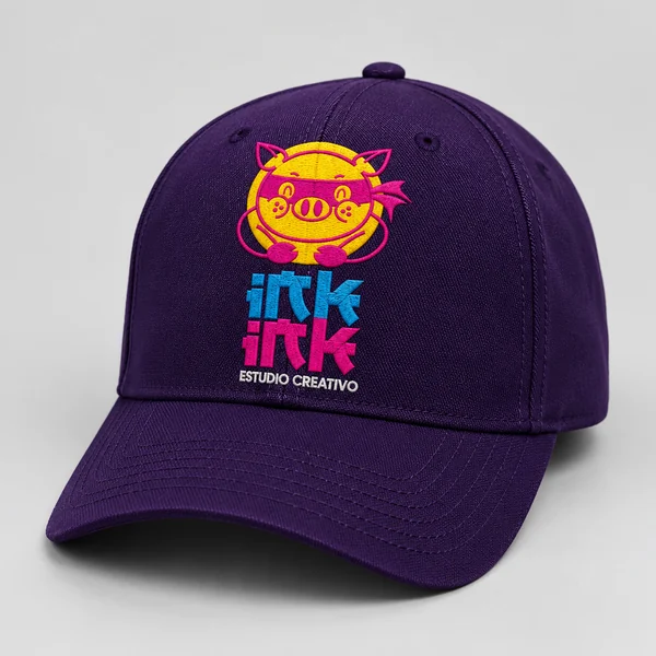Gorra morada con bordado Inkink a color